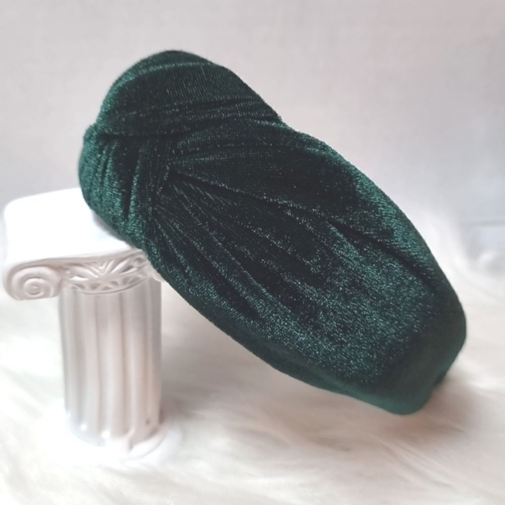 New Wide Green Velvet Top Knot Headband fall christmas Luxe Luxury